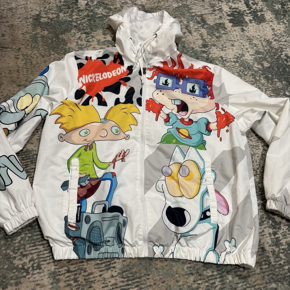 Members Only x Nickelodeon SpongeBob Melting Graphic Windbreaker Jacket XL